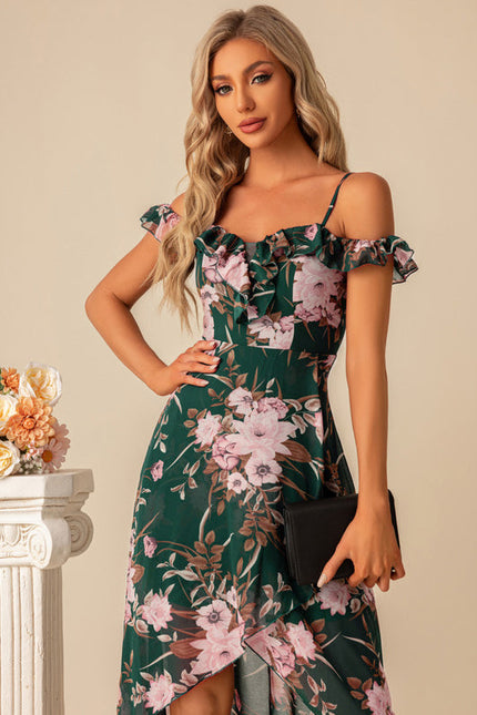 Robe Demoiselle D'Honneur Florale Évasée - gallery 6