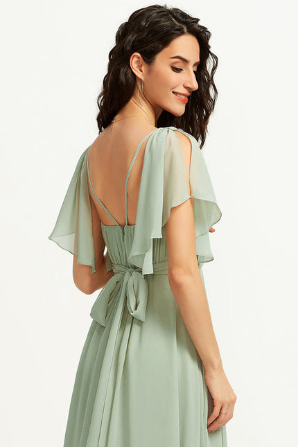 Robe Demoiselle D'Honneur À Volants Rose Pâle - gallery 4