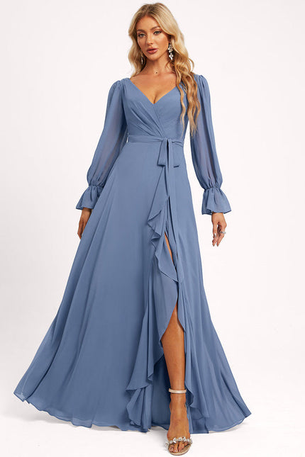 Robe Demoiselle D'Honneur À Volants Rose Pâle