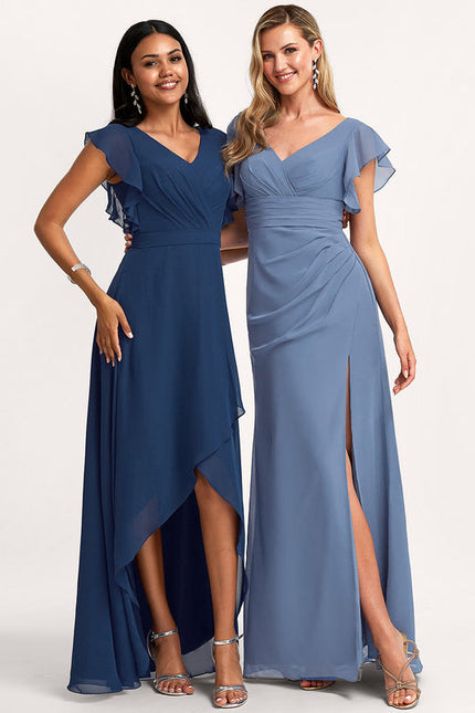 Robe Demoiselle D'Honneur À Volants Rose Pâle - gallery 6