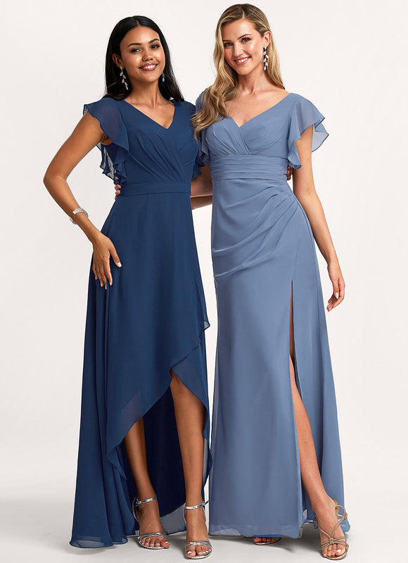 Robe Demoiselle D'Honneur À Volants Rose Pâle - gallery 6