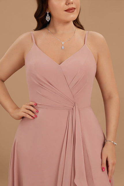 Robe Demoiselle D'Honneur À Volants Rose Pâle - gallery 9