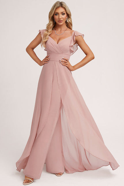 Robe Demoiselle D'Honneur Vaporeuse Rose - gallery 5