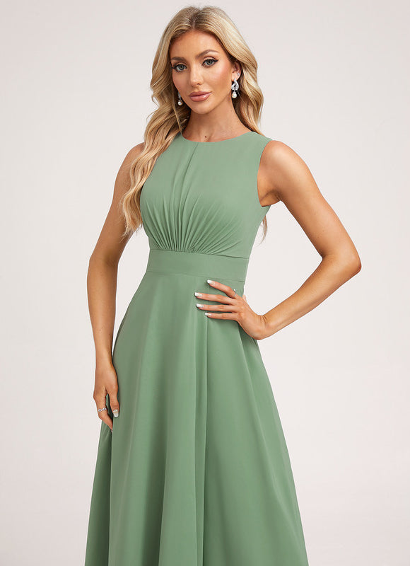 Robe Demoiselle D'Honneur Mousseline Verte - gallery 4