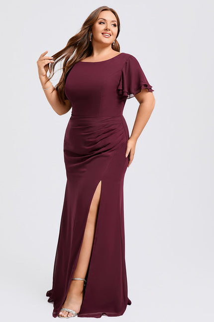 Robe Demoiselle D'Honneur Flottante Bordeaux - gallery 5