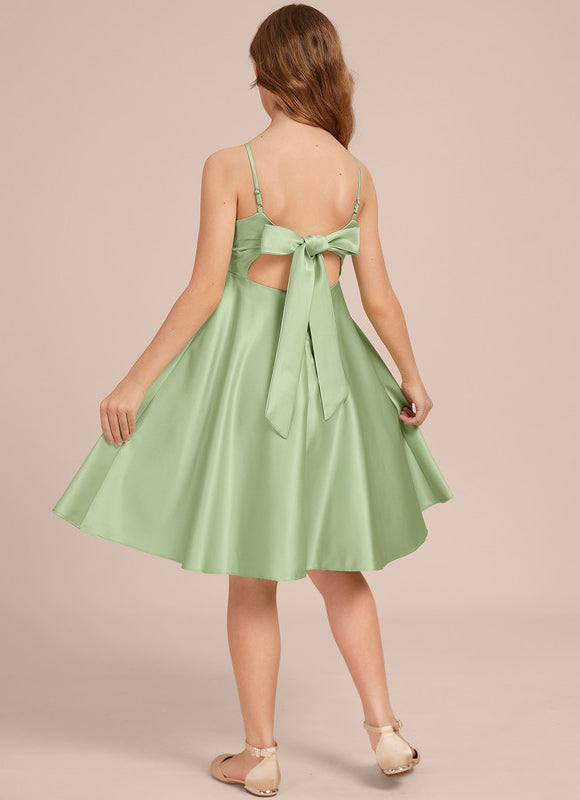 Robe Demoiselle D'Honneur Satin Vert Pastel - gallery 3
