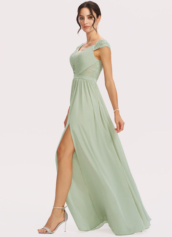 Robe Demoiselle D'Honneur Fluide Rose Pâle - gallery 2