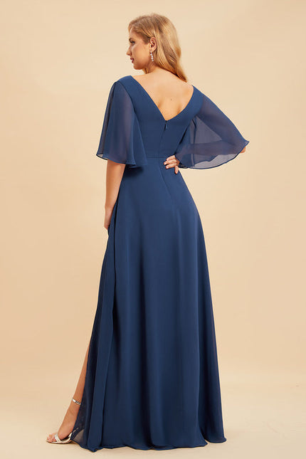 Robe Demoiselle D'Honneur Mousseline Beige - gallery 1