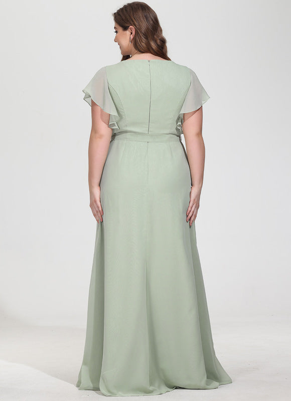 Robe Demoiselle D'Honneur À Volants Rose Pâle - gallery 8