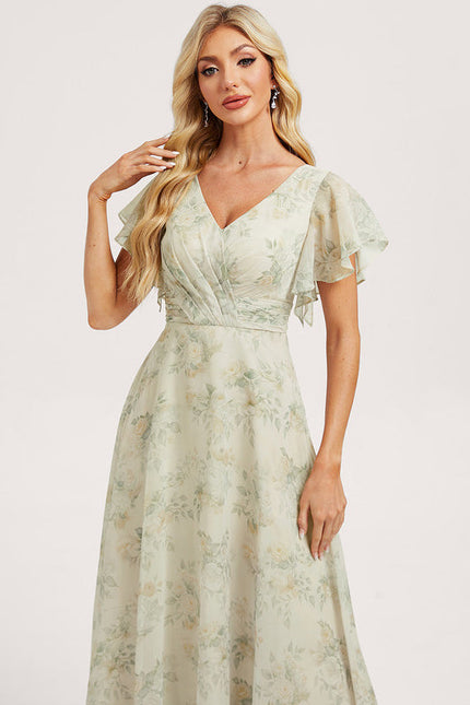 Robe Demoiselle D'Honneur À Volants Rose Pâle - gallery 3