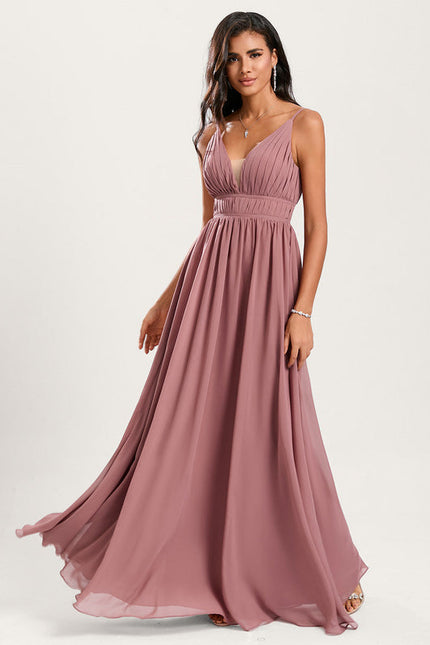 Robe Demoiselle D'Honneur À Volants Rose Pâle