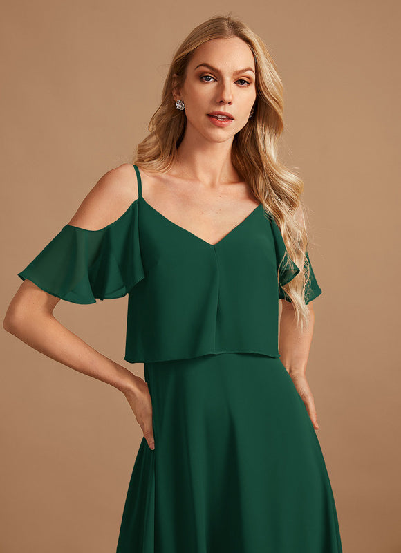 Robe Demoiselle D'Honneur À Volants Rose Pâle - gallery 4