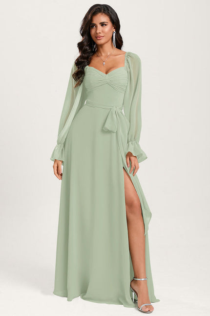 Robe Demoiselle D'Honneur Fluide Vert Doux - gallery 2