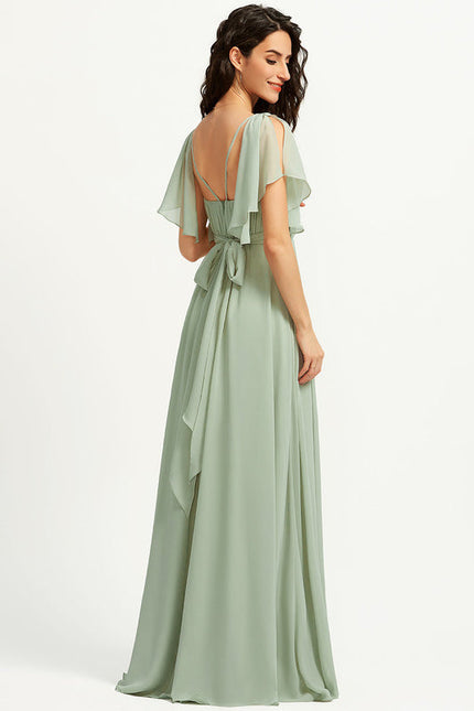 Robe Demoiselle D'Honneur À Volants Rose Pâle - gallery 1