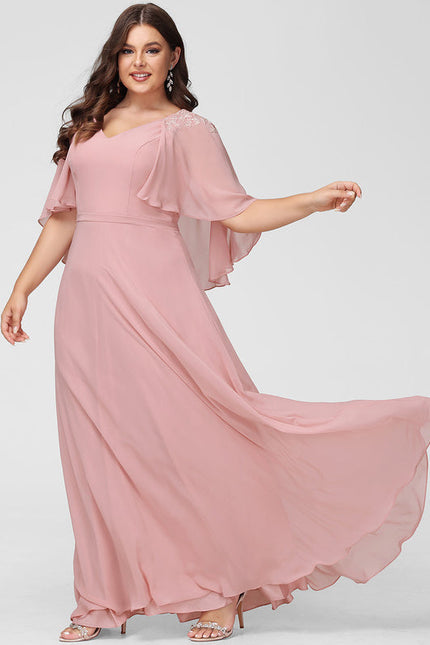 Robe Demoiselle D'Honneur Fluide Rose Pâle - gallery 6