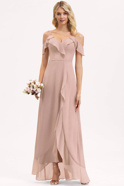 Robe Demoiselle D'Honneur Asymétrique Fluide - gallery 1