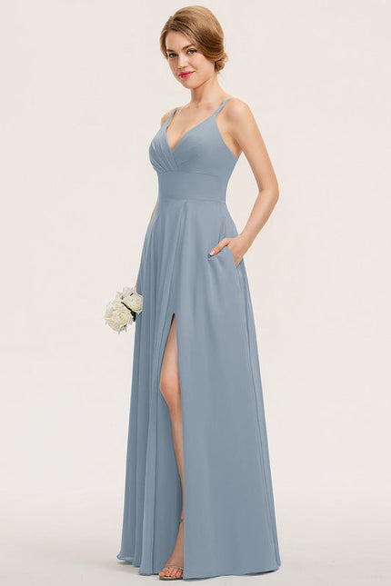 Robe Demoiselle D'Honneur Élégante Bordeaux - gallery 1