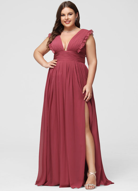 Robe Demoiselle D'Honneur À Volants Rose Pâle - gallery 9