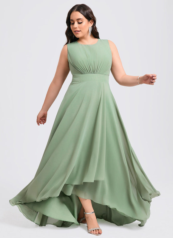 Robe Demoiselle D'Honneur Mousseline Verte - gallery 7