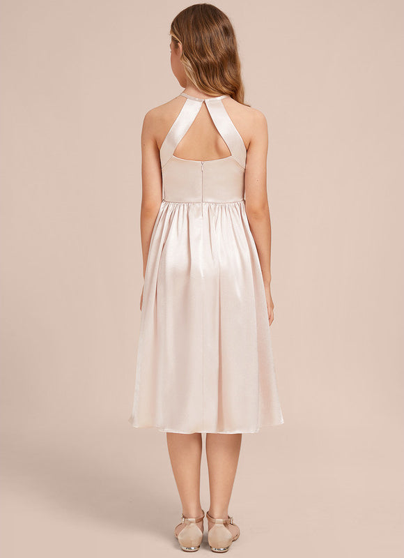 Robe Champagne Satin Demoiselle D'Honneur - gallery 3