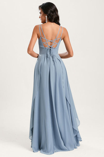 Robe Demoiselle D'Honneur À Volants Rose Pâle - gallery 4