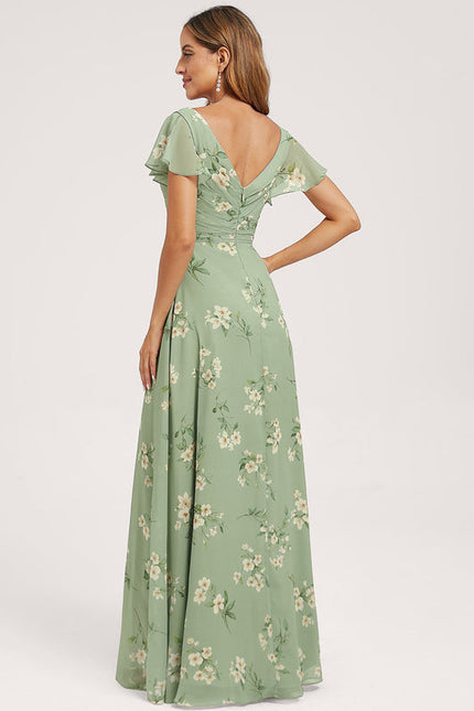 Robe Demoiselle D'Honneur À Volants Rose Pâle - gallery 5