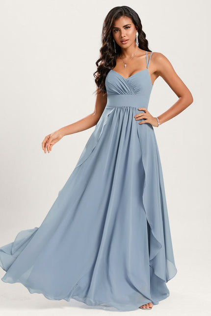 Robe Demoiselle D'Honneur À Volants Rose Pâle