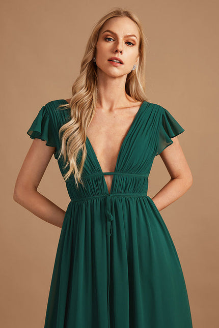 Robe Demoiselle D'Honneur Mousseline Beige - gallery 6