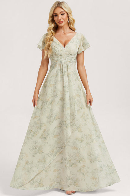 Robe Demoiselle D'Honneur À Volants Rose Pâle - gallery 3