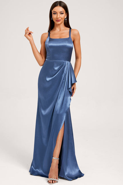 Robe Demoiselle D'Honneur Satin Fluide À Volants - gallery 4