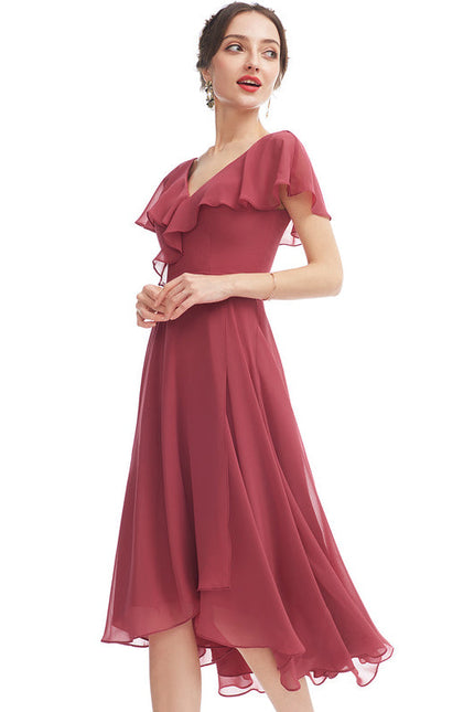 Robe Demoiselle D'Honneur Asymétrique Fluide - gallery 1