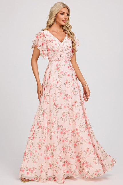 Robe Demoiselle D'Honneur À Volants Rose Pâle - gallery 2