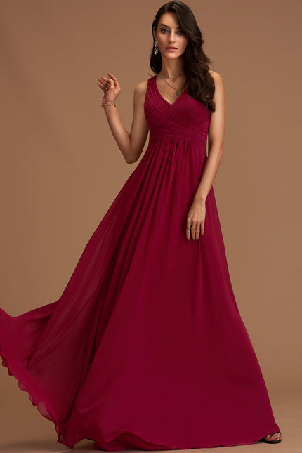 Robe Demoiselle D'Honneur Élégante Bordeaux - gallery 3