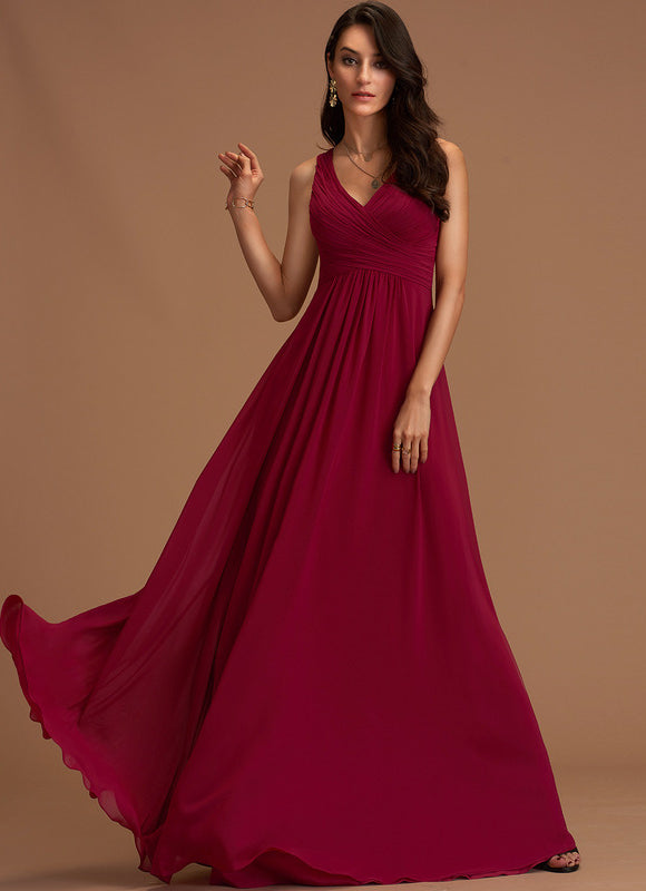 Robe Demoiselle D'Honneur Élégante Bordeaux - gallery 3
