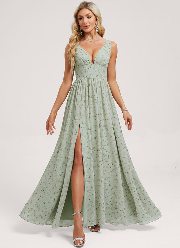 Robe Demoiselle D'Honneur Mousseline Beige