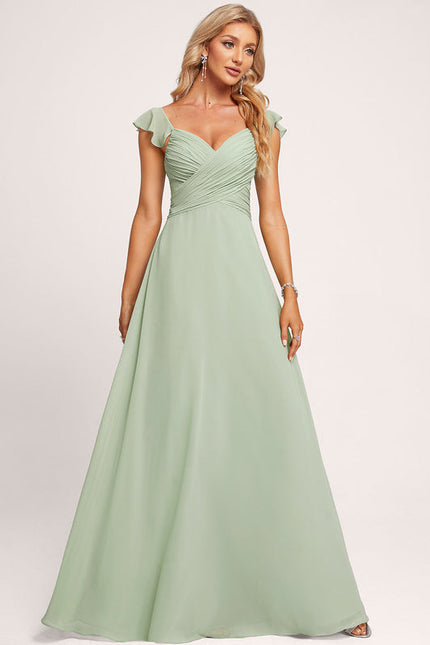 Robe Demoiselle D'Honneur À Volants Rose Pâle - gallery 2