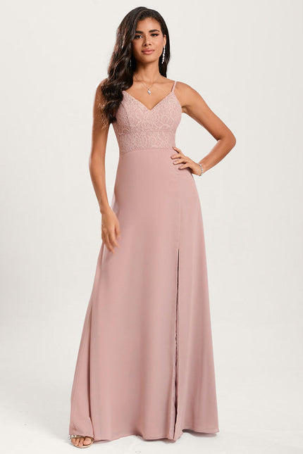 Robe Demoiselle D'Honneur Fluide Rose Pâle - gallery 1