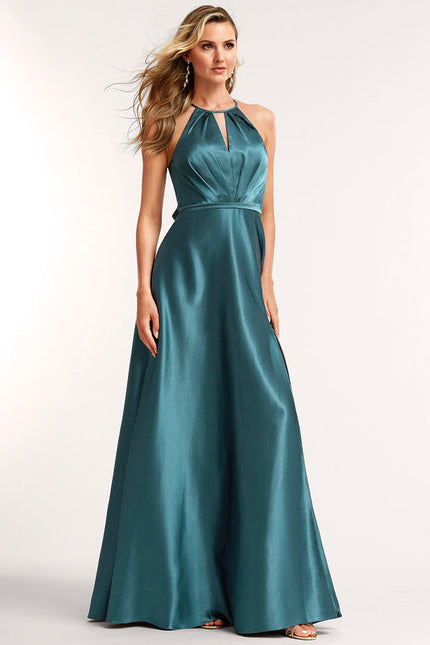 Robe Demoiselle D'Honneur Satin Bleu Nuit - gallery 4