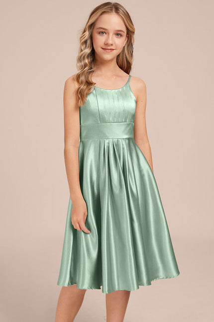 Robe Demoiselle D'Honneur Satin Vert Clair - gallery 4