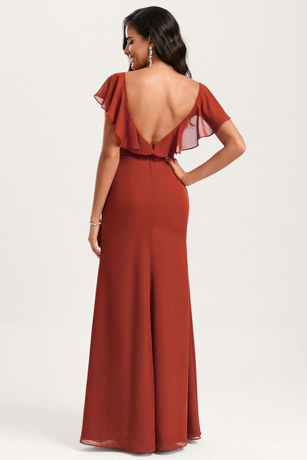 Robe Demoiselle D'Honneur À Volants Rose Pâle - gallery 1