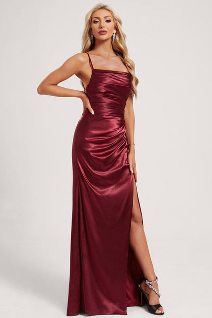 Robe Demoiselle D'Honneur Satinée Épaule Dégagée - gallery 2