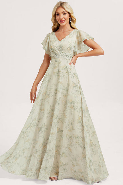 Robe Demoiselle D'Honneur À Volants Rose Pâle