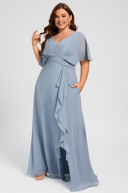 Robe Demoiselle D'Honneur À Volants Rose Pâle - gallery 6