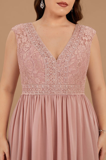 Robe Demoiselle D'Honneur Fluide Rose Pâle - gallery 7