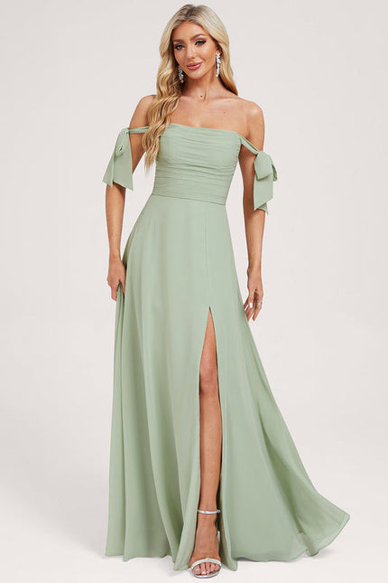 Robe Demoiselle D'Honneur Fluide Vert Tendre - gallery 3