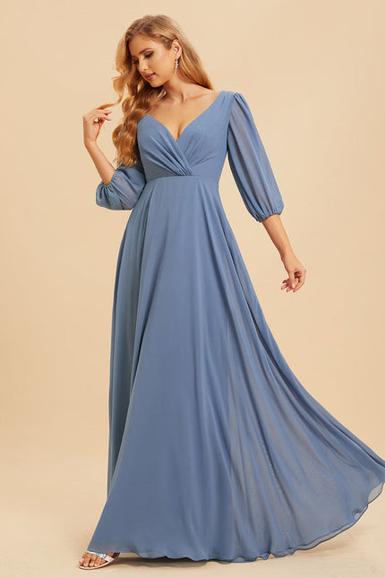 Robe Demoiselle D'Honneur À Volants Rose Pâle - gallery 3