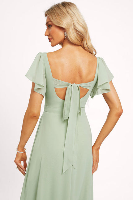 Robe Demoiselle D'Honneur À Volants Rose Pâle - gallery 2