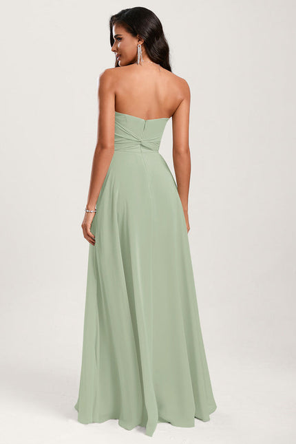 Robe Demoiselle D'Honneur Fluide Vert Doux - gallery 7