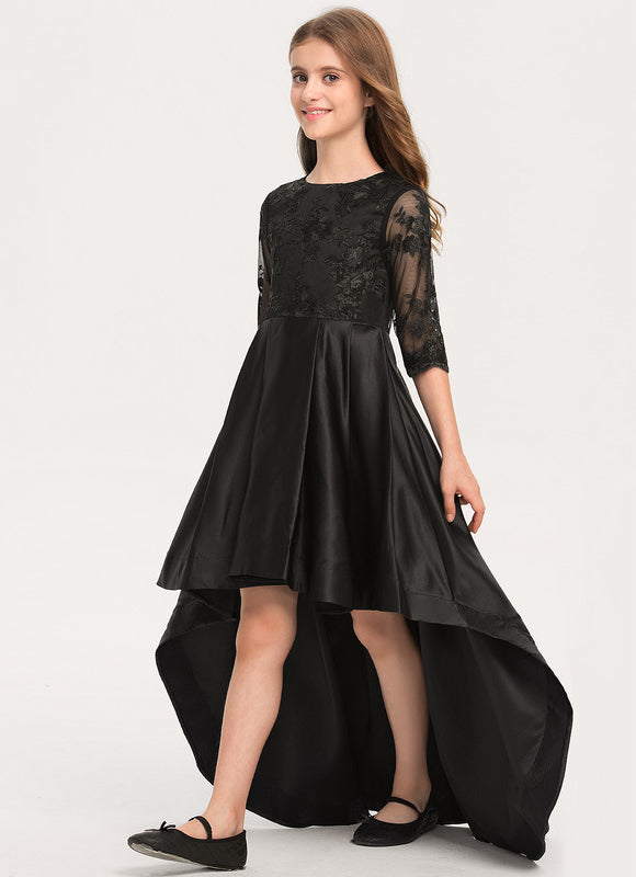 Robe Demoiselle D'Honneur Noir Satin - gallery 3