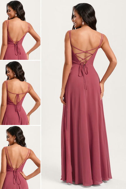 Robe Demoiselle D'Honneur À Volants Rose Pâle - gallery 1